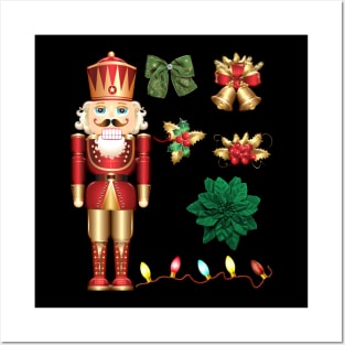 Merry Christmas Tree Golden Decorations Posters and Art